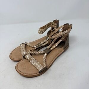 BOC Concept Gladiator Sandals Metallic Gold Braided Strappy Size 9 Boho Grecian